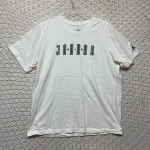 Nike Air Jordan Jumpman‎ Shirt XL White/Black Crew Neck 100%Cotton Short Sleeve